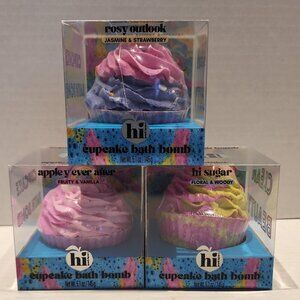 New Set of 3 Cupcake Bath Bombs - Floral/Woody, Fruity/Vanilla, Jasmine/Strawber